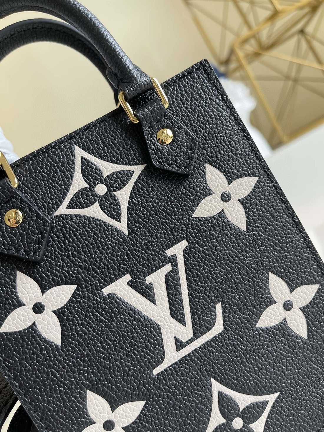 LV Petit Sac Plat Monogram Empreinte Black/Beige For Womtlm, Womtlm’s Handbags, Shoulder And Crossbody Bags 5.5in/14cm LV M81416