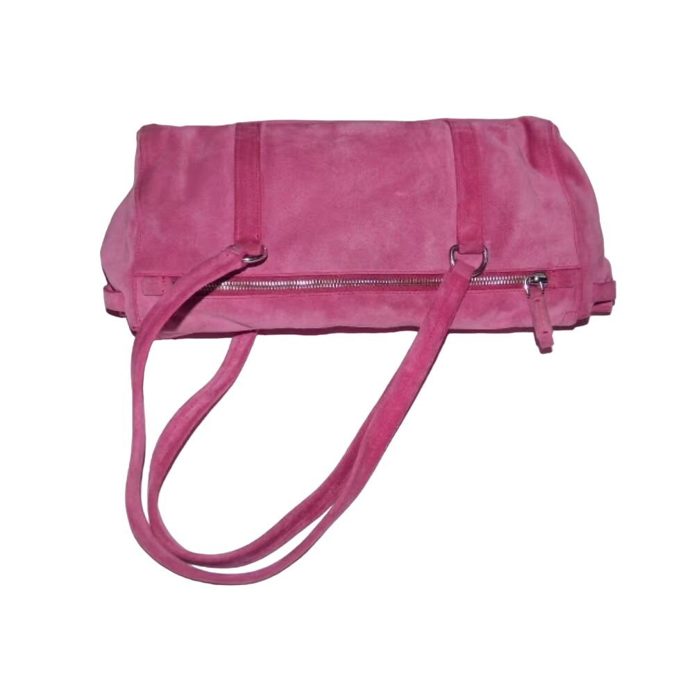 Prada pink suede & orange leather East to West satchel