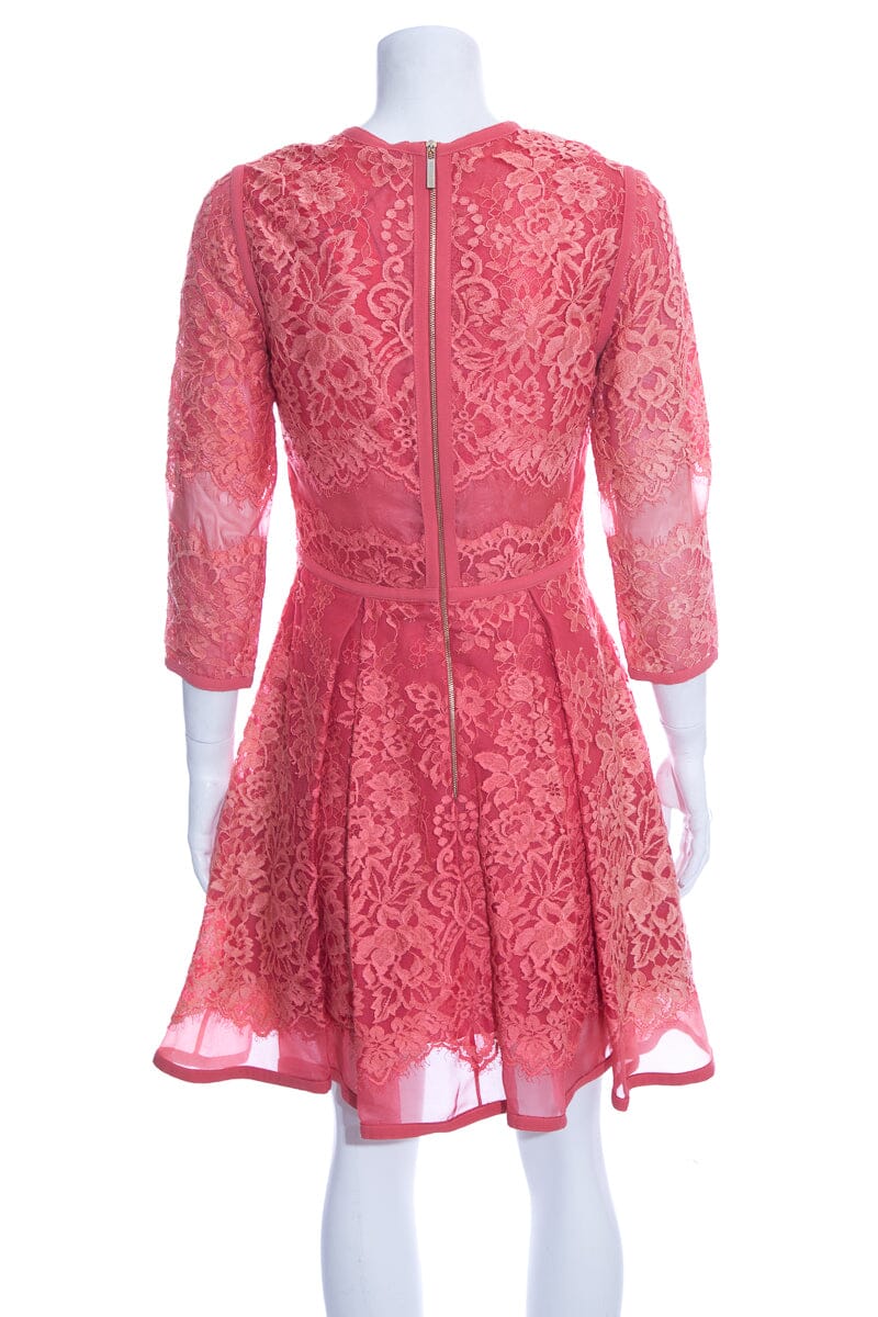 Elie Saab Coral Lace Knee Length Dress SZ 40 NWT