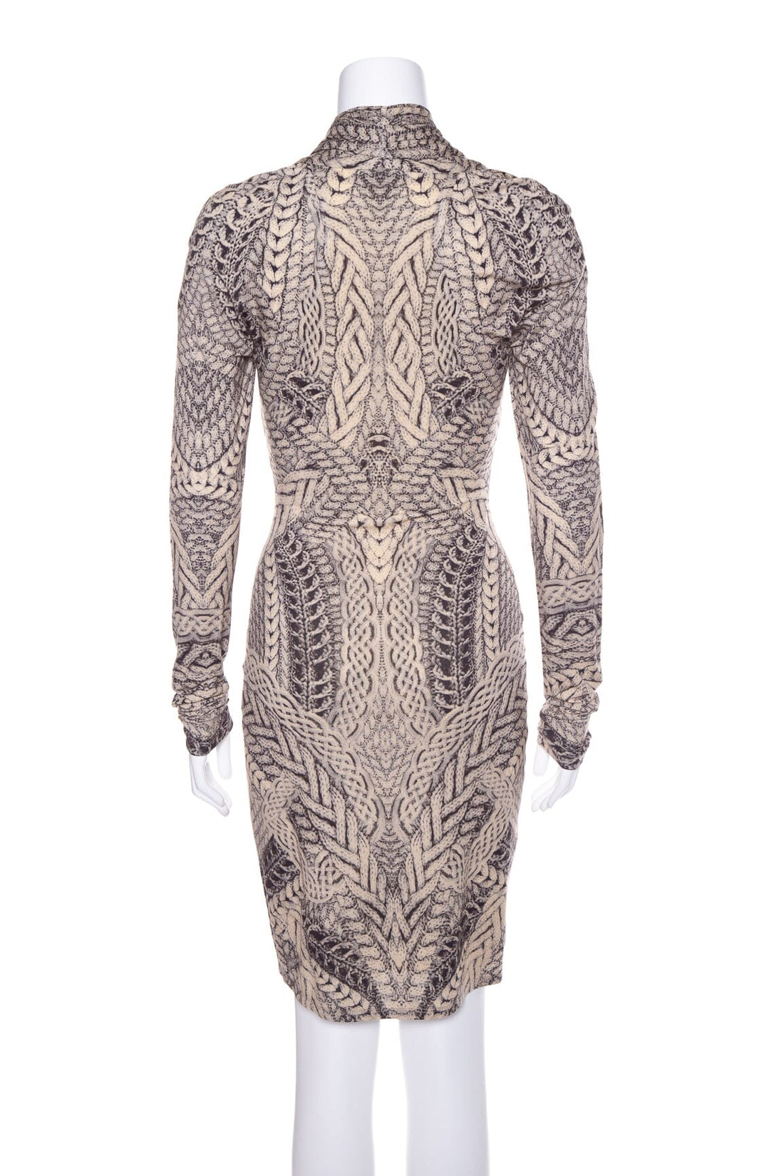 Alexander McQueen Cream and Black Knit Dress SZ S