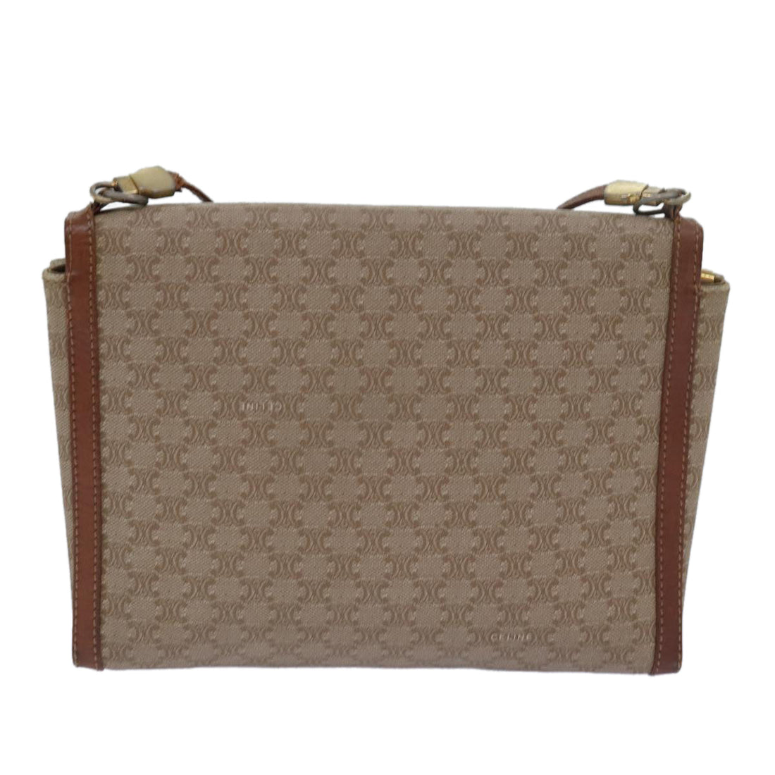 CELINE Macadam Canvas Shoulder Bag Beige Auth 80064