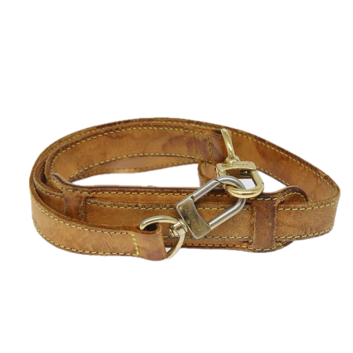 LOUIS VUITTON Adjustable Shoulder Strap Leather 44.1"-47.2" Beige Auth 80226