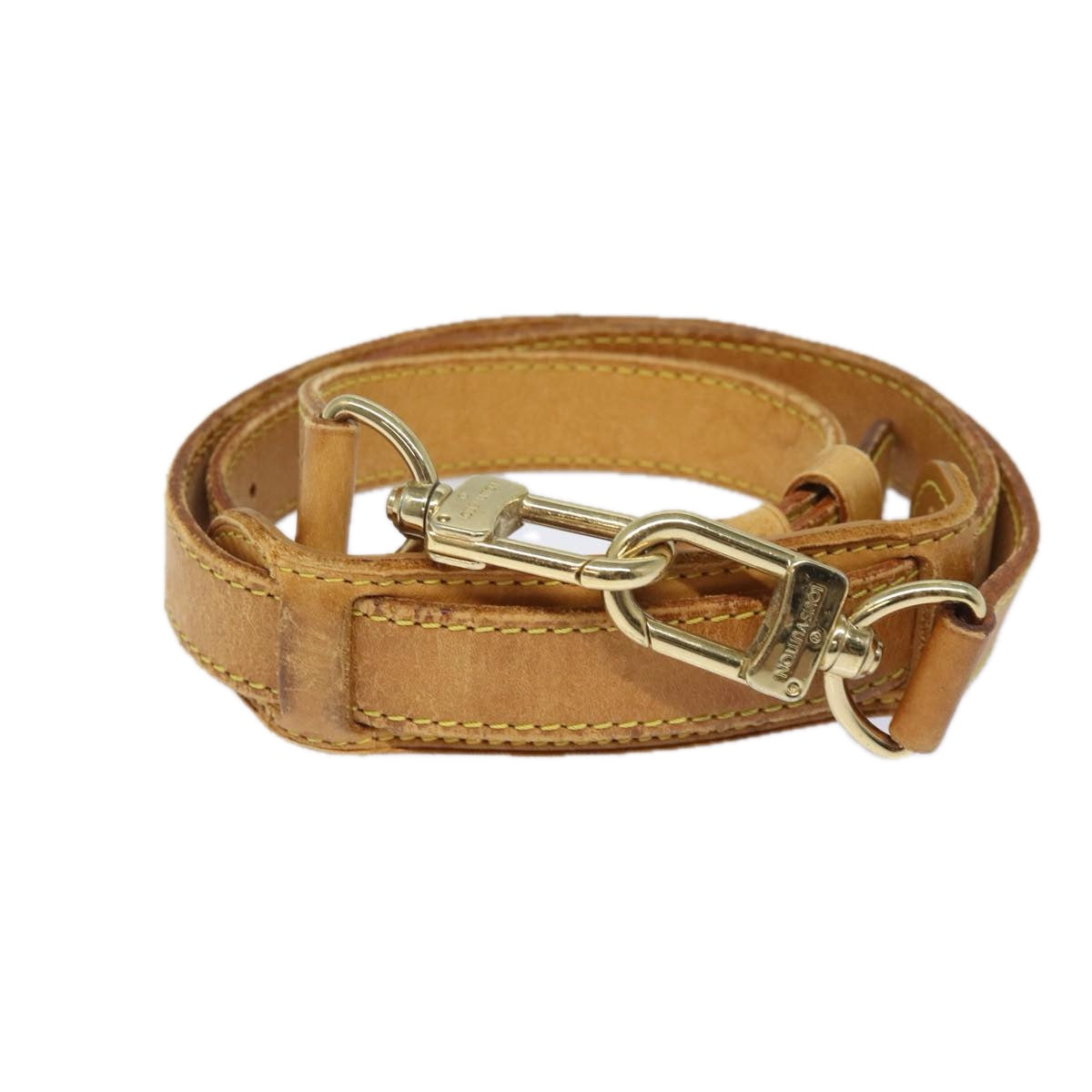 LOUIS VUITTON Adjustable Shoulder Strap Leather 44.1"-47.2" Beige Auth 80249