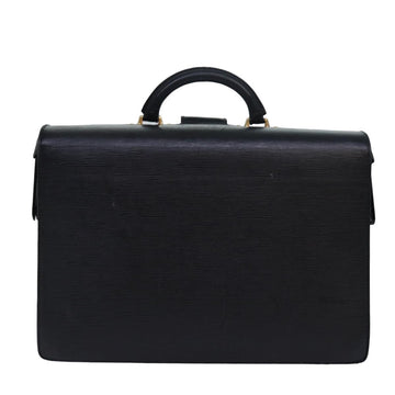 LOUIS VUITTON Epi Serviette Fermoir Business Bag Black M54352 LV Auth 80273