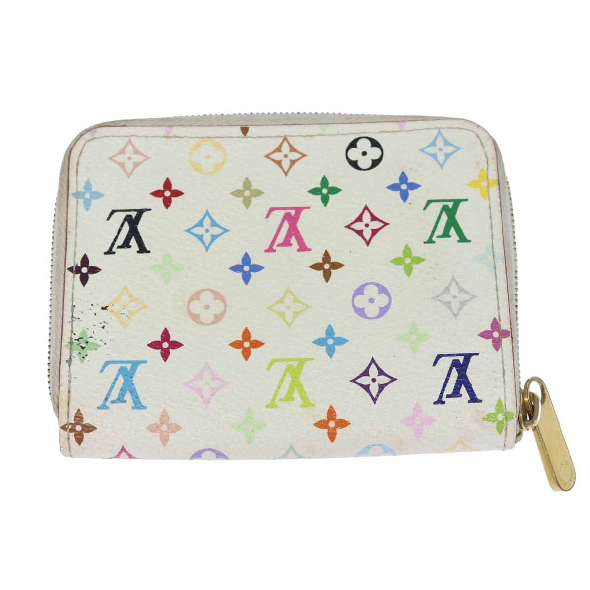 LOUIS VUITTON Monogram Multicolor Zippy Coin Purse White M93741 LV Auth 80435