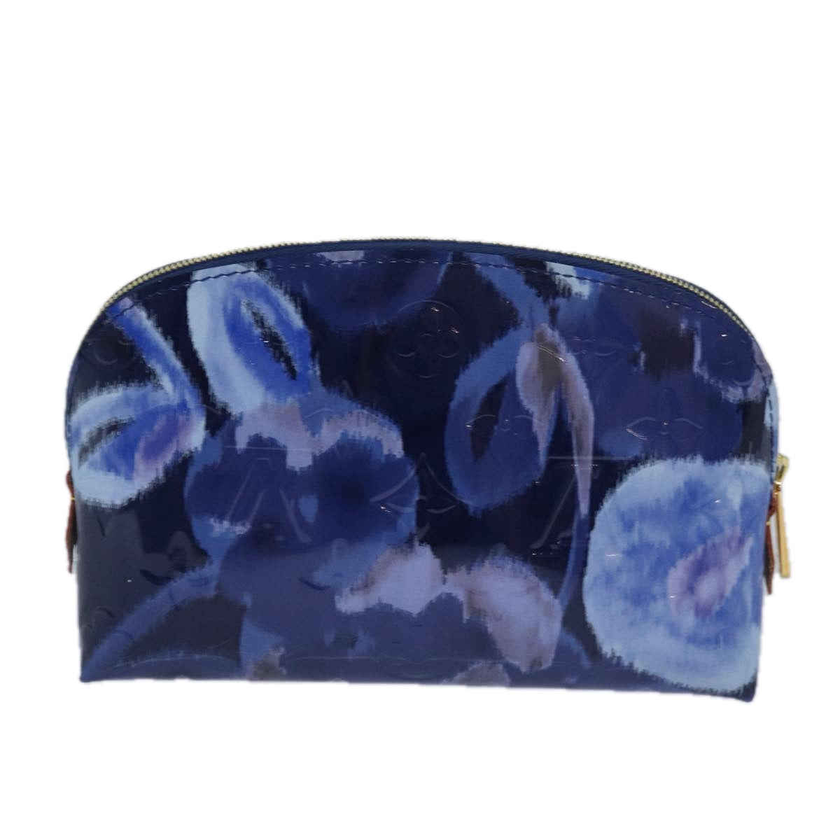 LOUIS VUITTON Vernis Ikat Flower Pochette Cosmetic Pouch Blue M90044 Auth 80660A