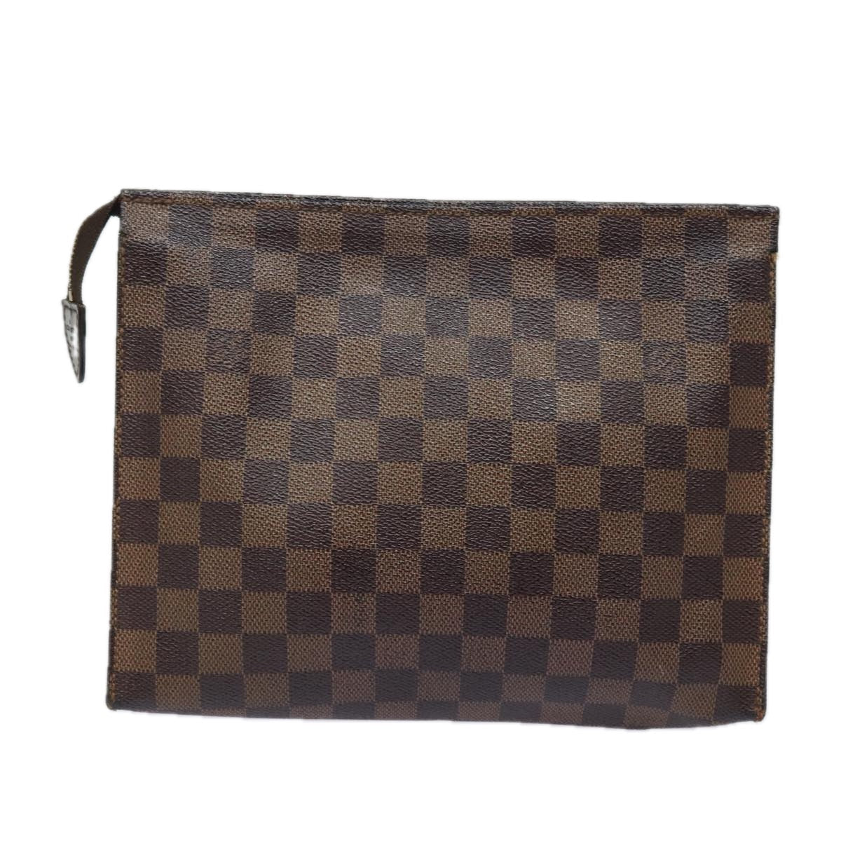 LOUIS VUITTON Damier Ebene Poche Toilette 26 Pouch N47543 LV Auth 80728
