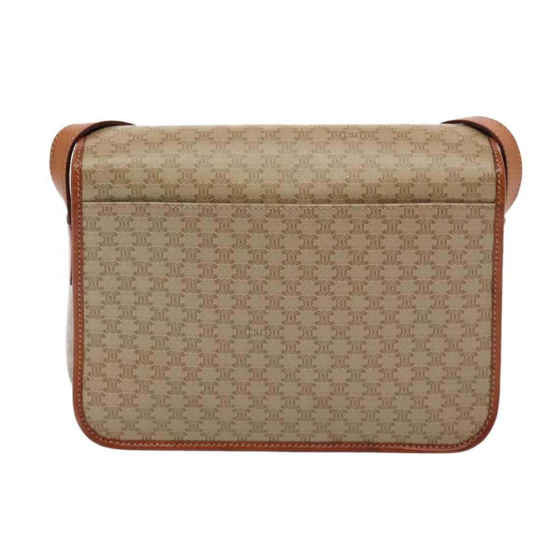 CELINE Macadam Canvas Shoulder Bag Beige Auth 80813