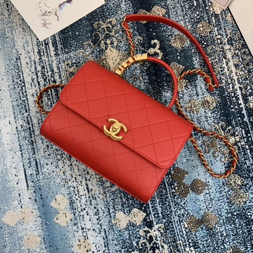 CHLSmall Flap Bag With Top Handle Gold Hardware Red For Womtlm, Womtlm&#8217;s Handbags, Shoulder Bags 7.9in/20cm AS2059