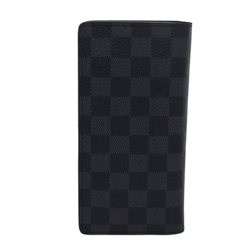 LOUIS VUITTON Damier Graphite Portefeuille Brazza Long Wallet N62665 Auth 81002