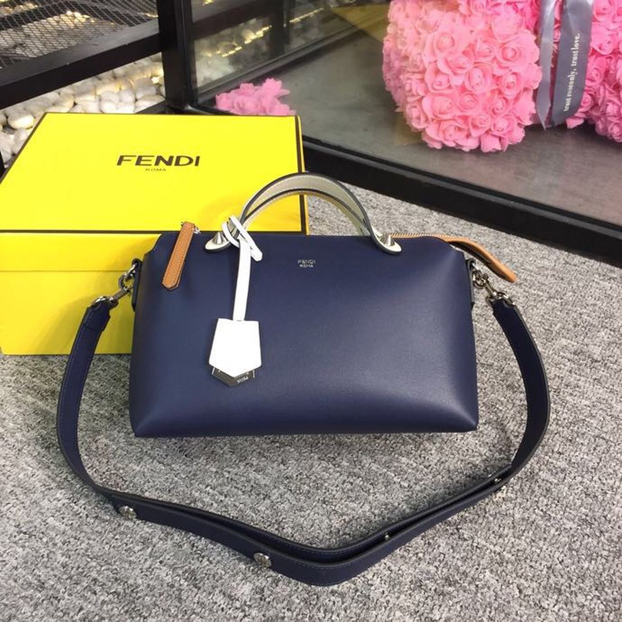 FI By The Way Medium Bag Dark Blue For Womtlm, Womtlm&#8217;s Handbags, Shoulder And Crossbody Bags 10.6in/27cm FF 8BL1461