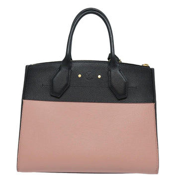 LOUIS VUITTON City Steamer PM Hand Bag Leather Noir Magnolia M51590 Auth 81144A