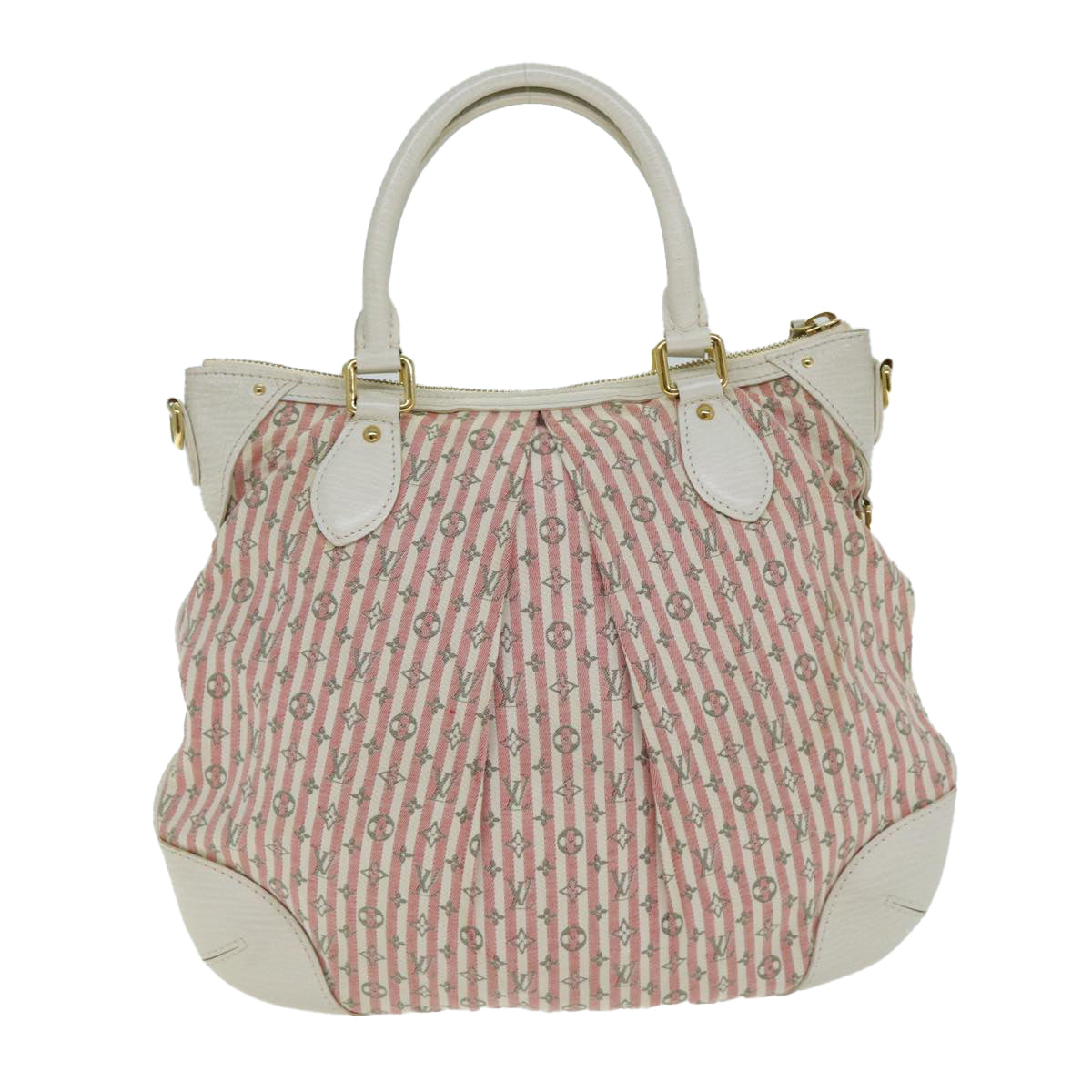 LOUIS VUITTON Mini Lin Croisette Marina PM Bag Pink White M95495 LV Auth 81435