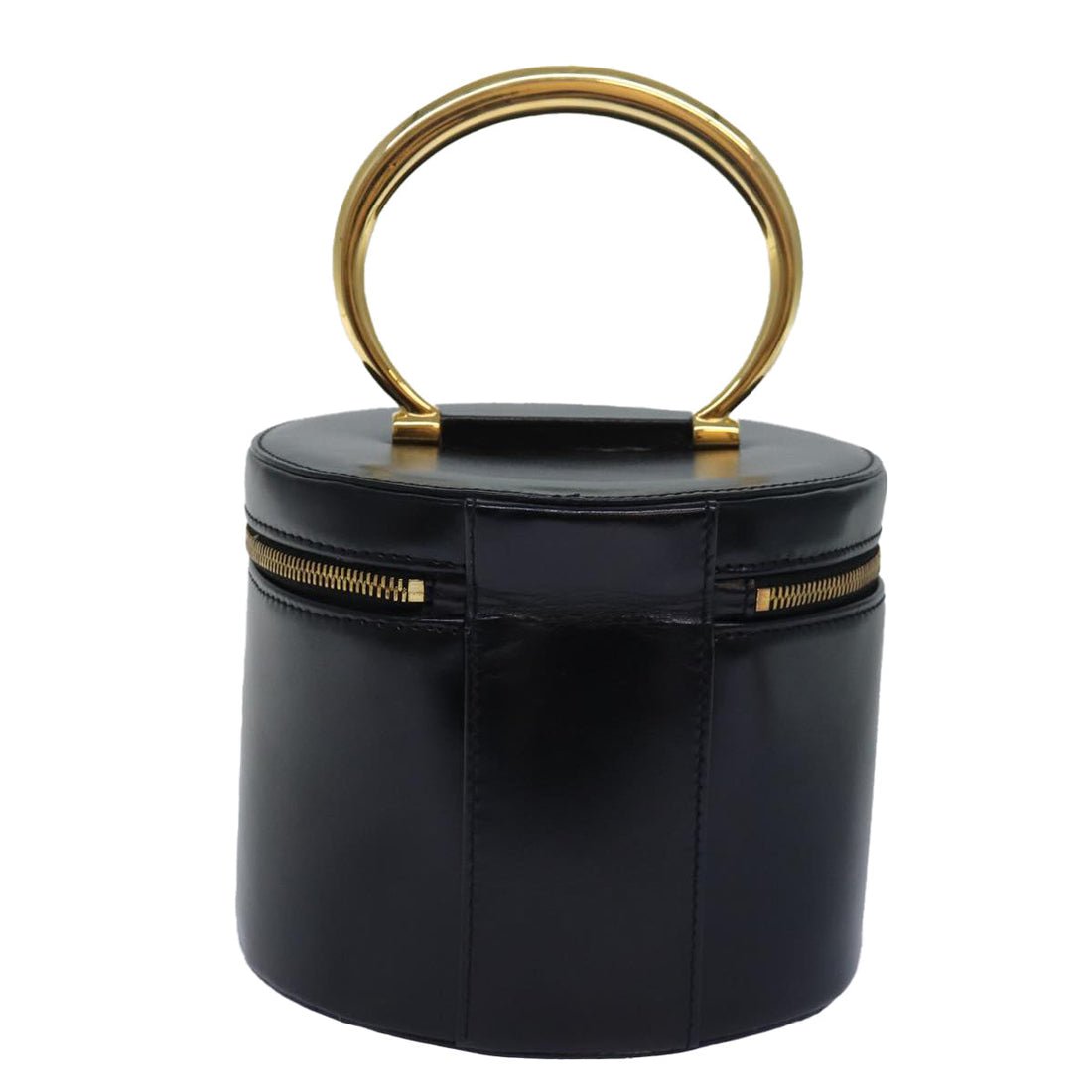 CELINE Vanity Cosmetic Pouch Leather Black Auth 81452