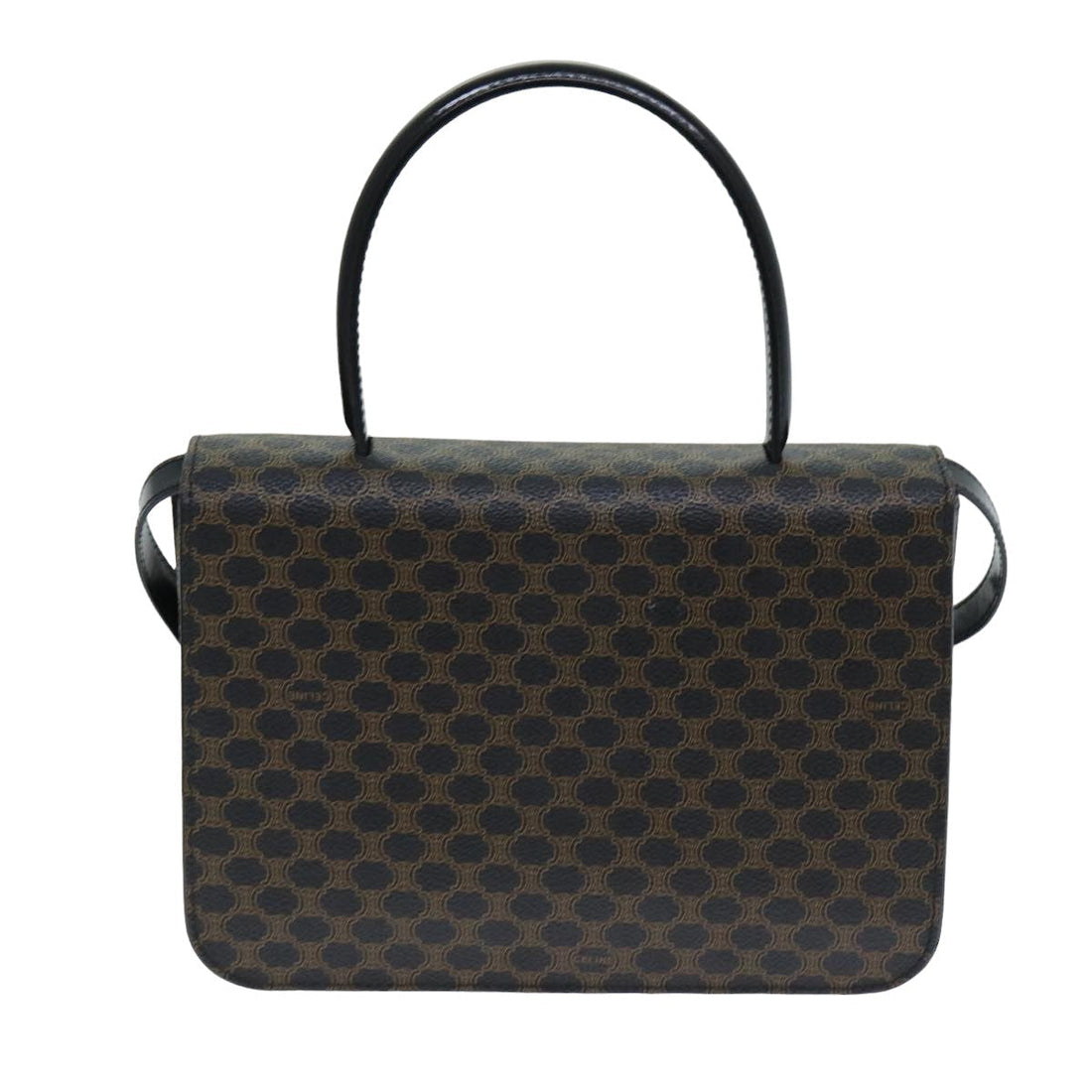 CELINE Macadam Canvas Hand Bag PVC Leather 2way Black Auth 81637