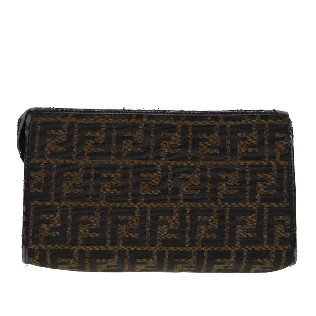FENDI Zucca Canvas Clutch Bag Brown Auth 81841
