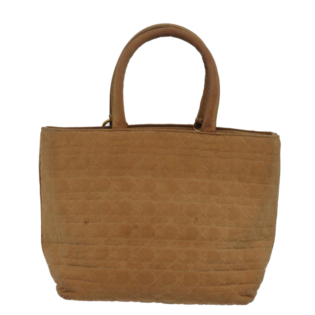 CHRISTIAN DIOR Lady Dior Canage Hand Bag Nylon Brown Auth 81880