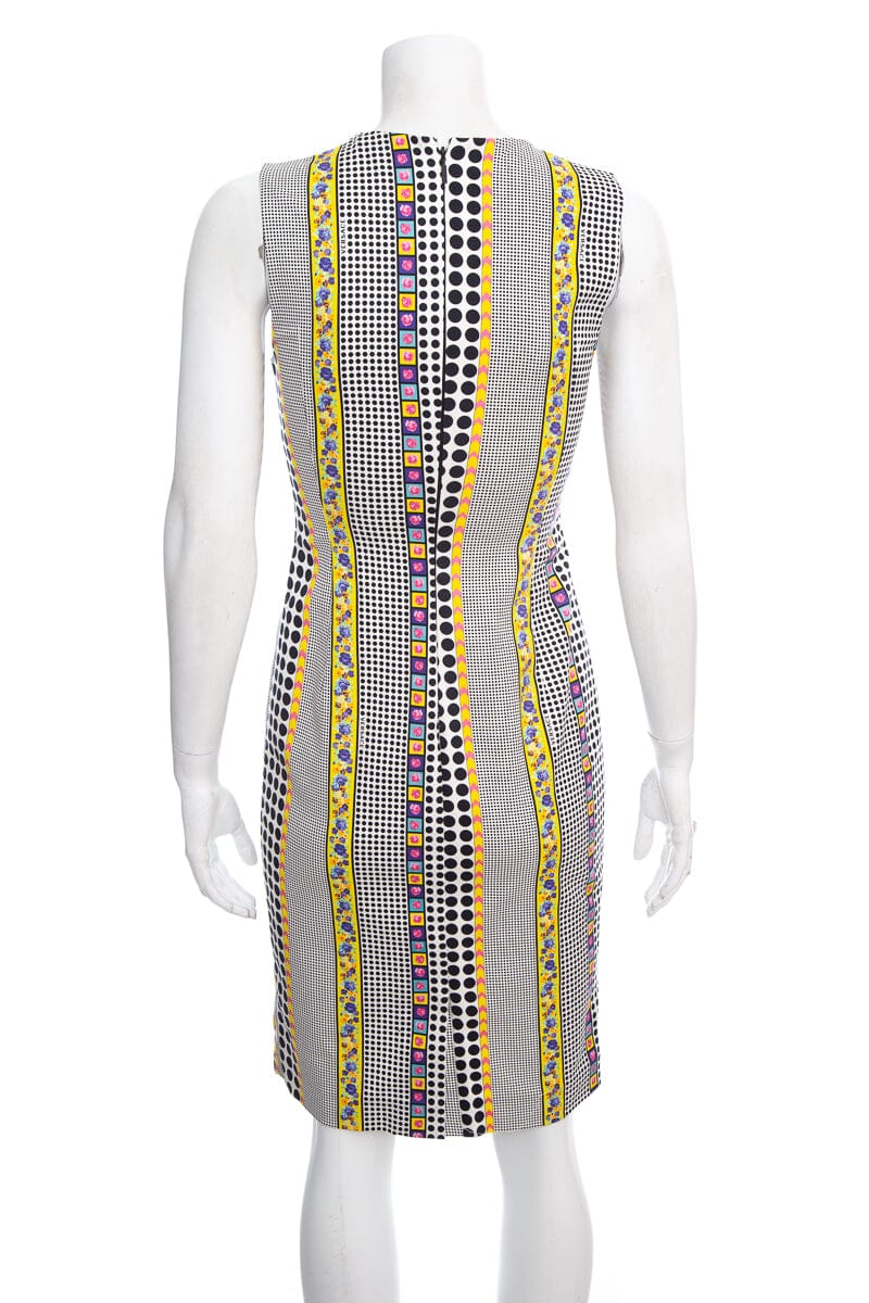 Versace Multicolor Sleeveless Floral & Polka Dot Printed Dress SZ 38 NWT