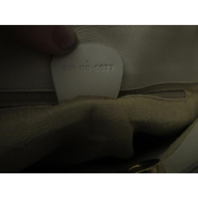 Gucci Vintage White Small G Logo Print Coated Canvas And White Leather Satchel