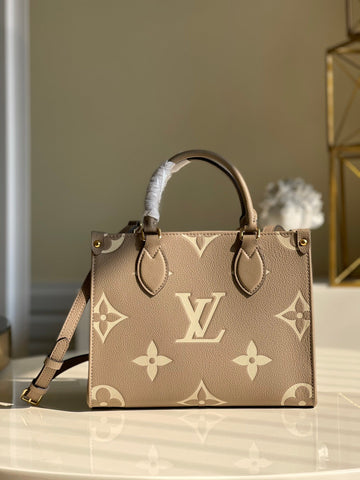 LV OnTheGo PM Tote Bag Monogram Empreinte Beige/Cream For Womtlm, Womtlm’s Handbags, Shoulder And Crossbody Bags 9.8in/25cm LV M45779