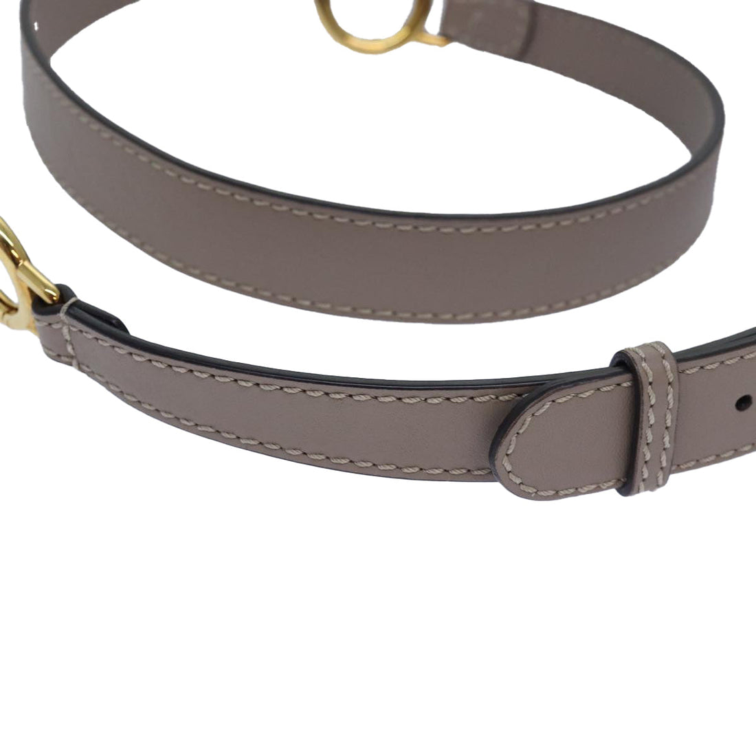 FENDI Adjustable Belt Leather 36.2"-41.3" Gray Auth 82065