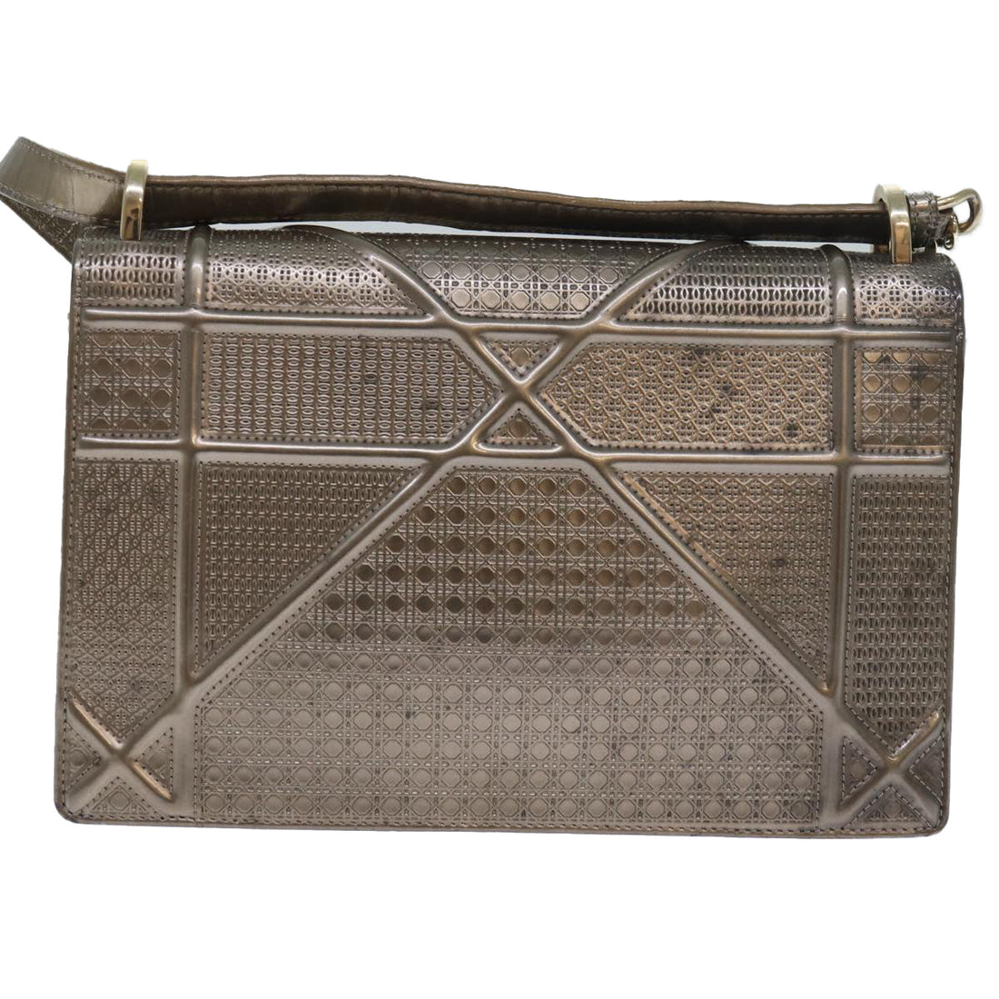 CHRISTIAN DIOR Chain Shoulder Bag Enamel Gold Auth 82071