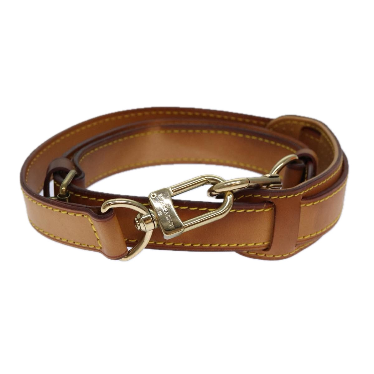 LOUIS VUITTON Adjustable Shoulder Strap Leather 35.4"-42.5" Beige Auth 82226
