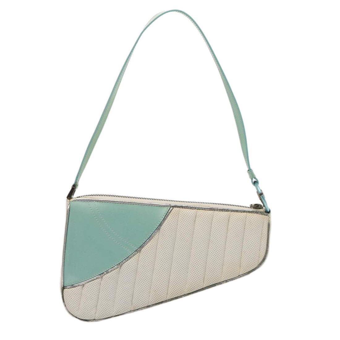 CHRISTIAN DIOR Cadillac Shoulder Bag Leather White Auth 82247