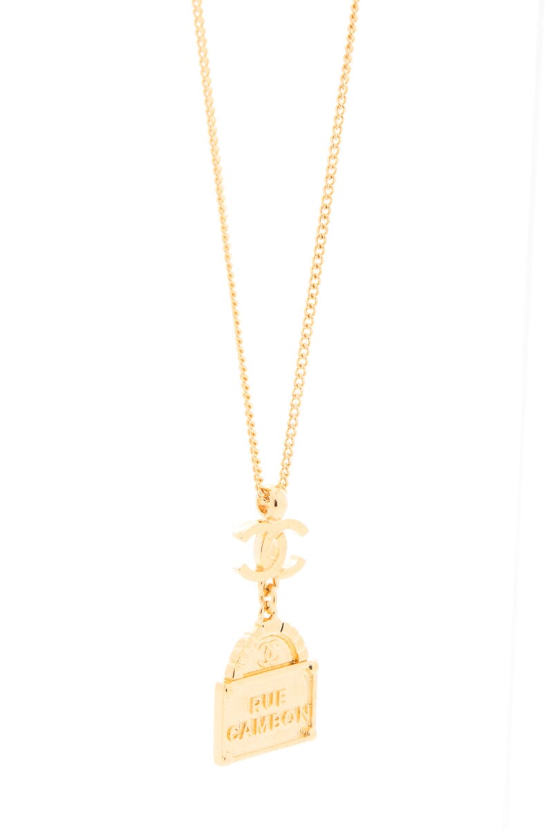 Chanel 2022 Gold Long CC Rue Cambon Necklace