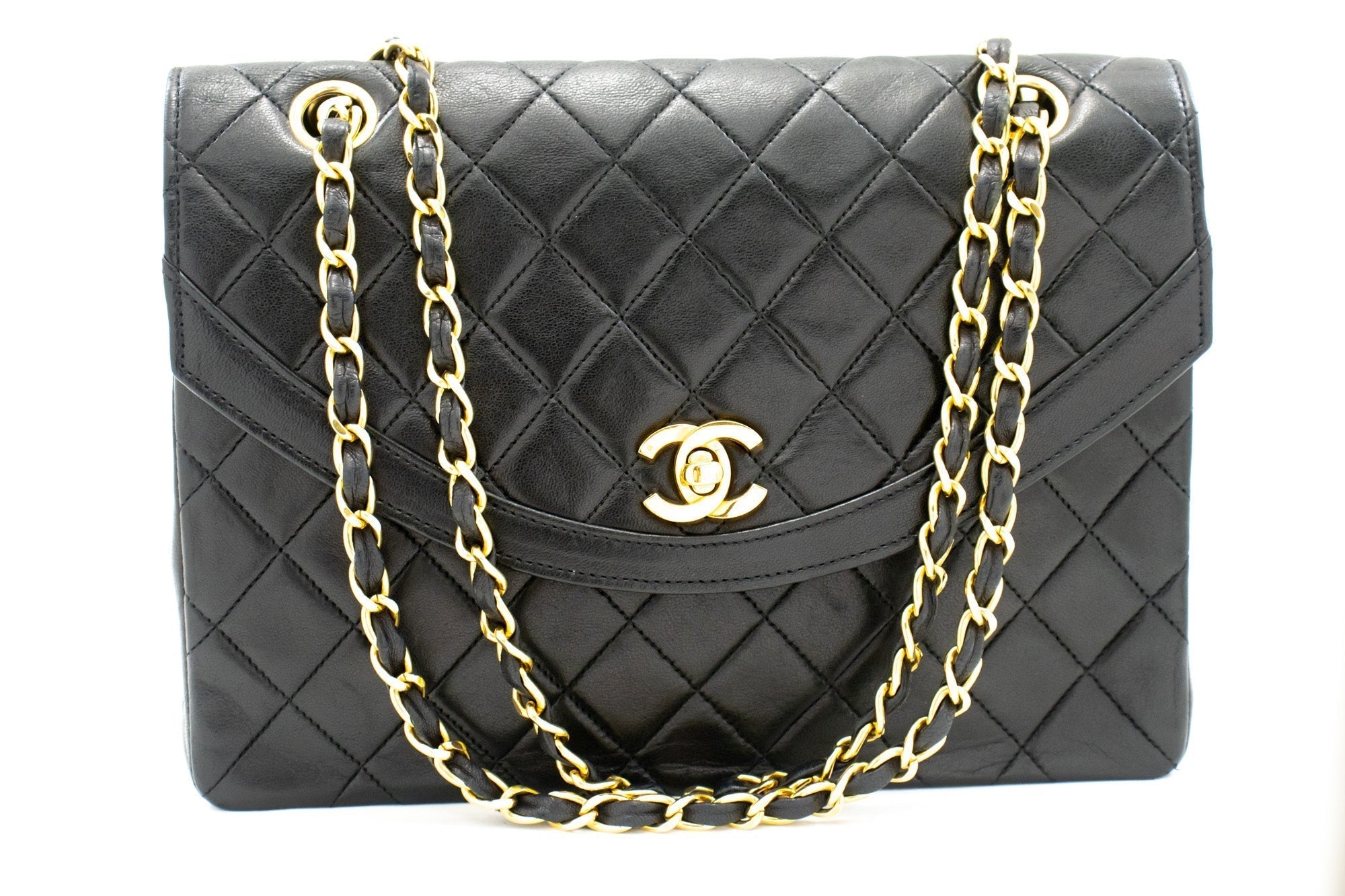 CHANEL Vintage Half Moon Chain Shoulder Bag Single Flap Quilted