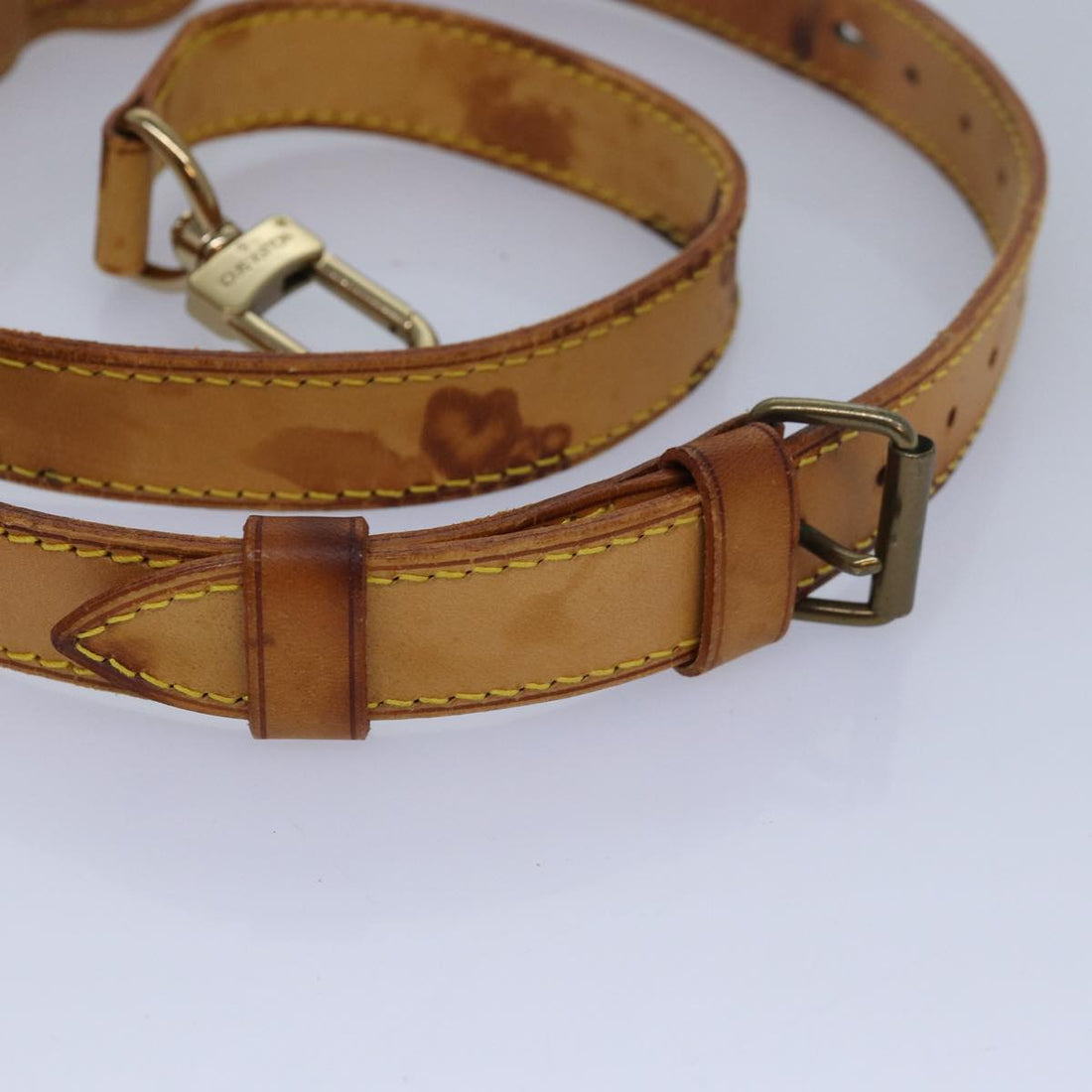 LOUIS VUITTON Adjustable Shoulder Strap Leather 36.6"-44.1" Beige Auth 82723