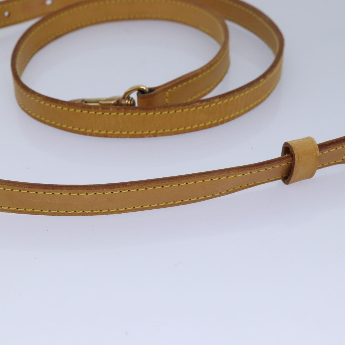 LOUIS VUITTON Adjustable Shoulder Strap Leather 37"-44.1" Beige LV Auth 82724