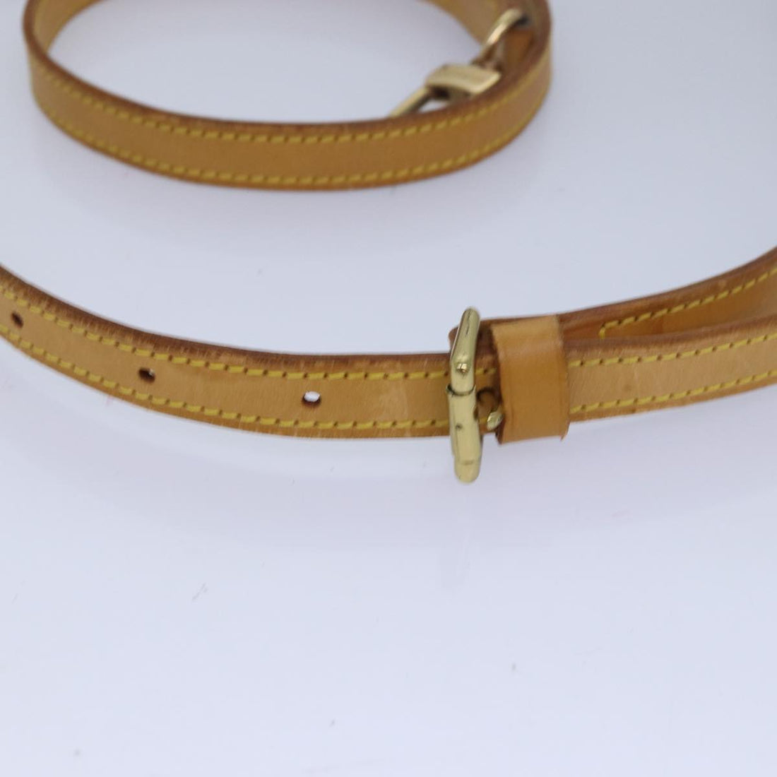 LOUIS VUITTON Adjustable Shoulder Strap Leather 37"-44.1" Beige LV Auth 82724