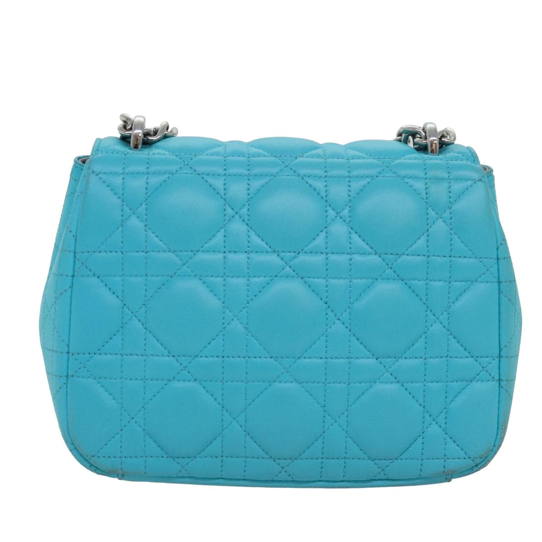 CHRISTIAN DIOR Chain Canage Shoulder Bag Leather Blue Auth 82743