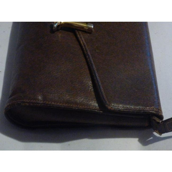 Gucci Vintage Brown Leather With Bold Gold Boot Clasp Shoulder Bag