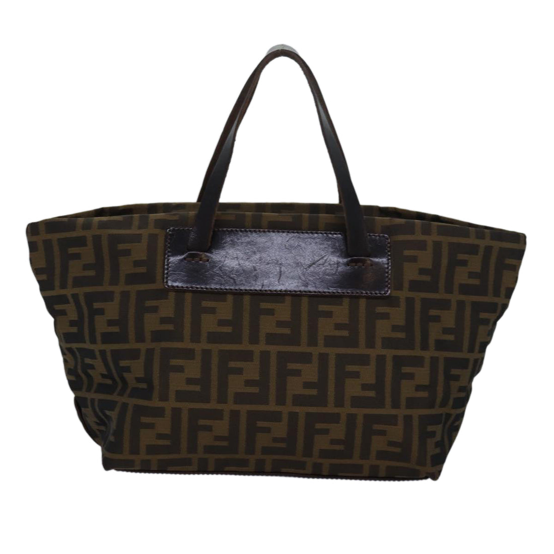 FENDI Zucca Canvas Hand Bag Brown Black Auth 83230