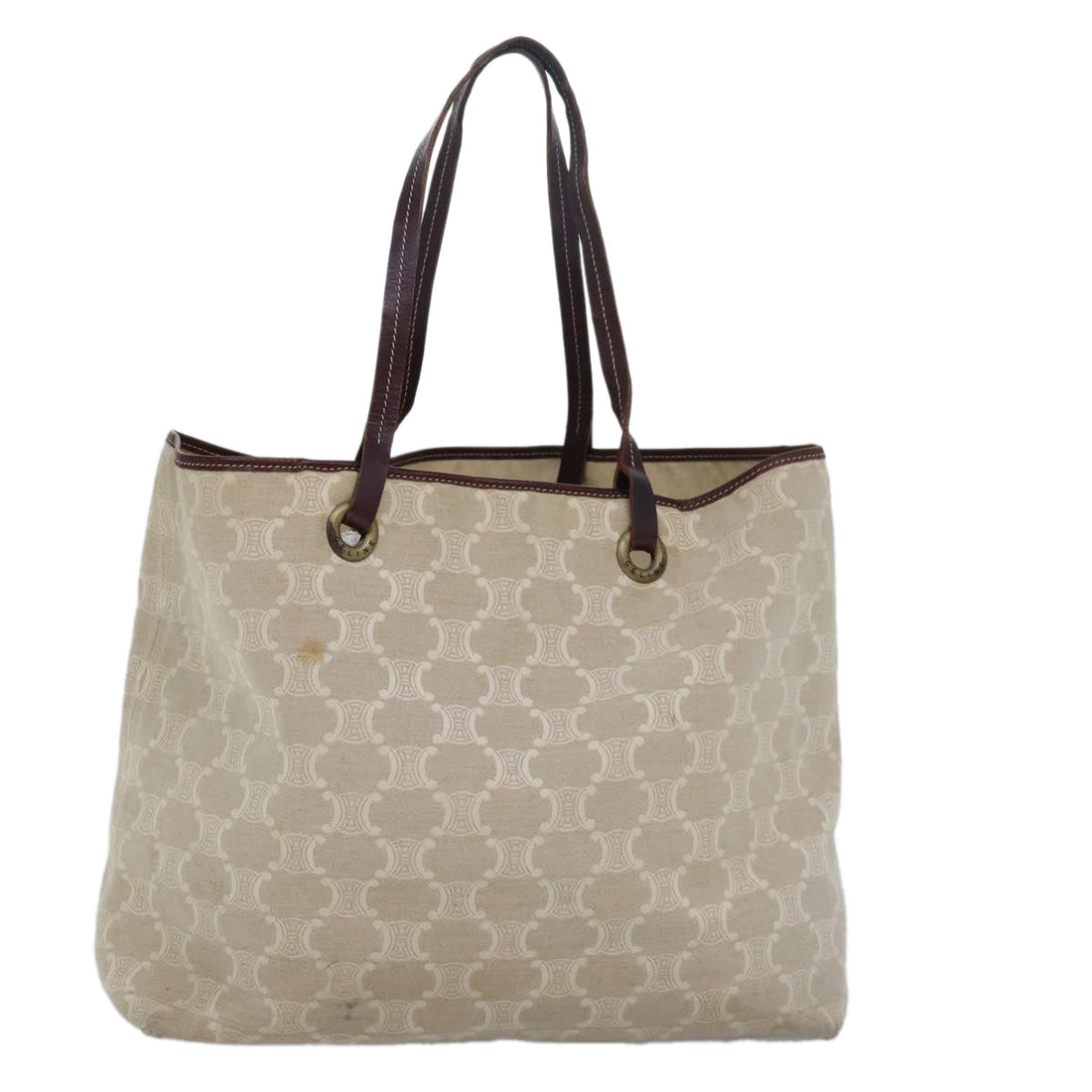 CELINE Paris Macadam Canvas Tote Bag Beige Brown Auth 83330