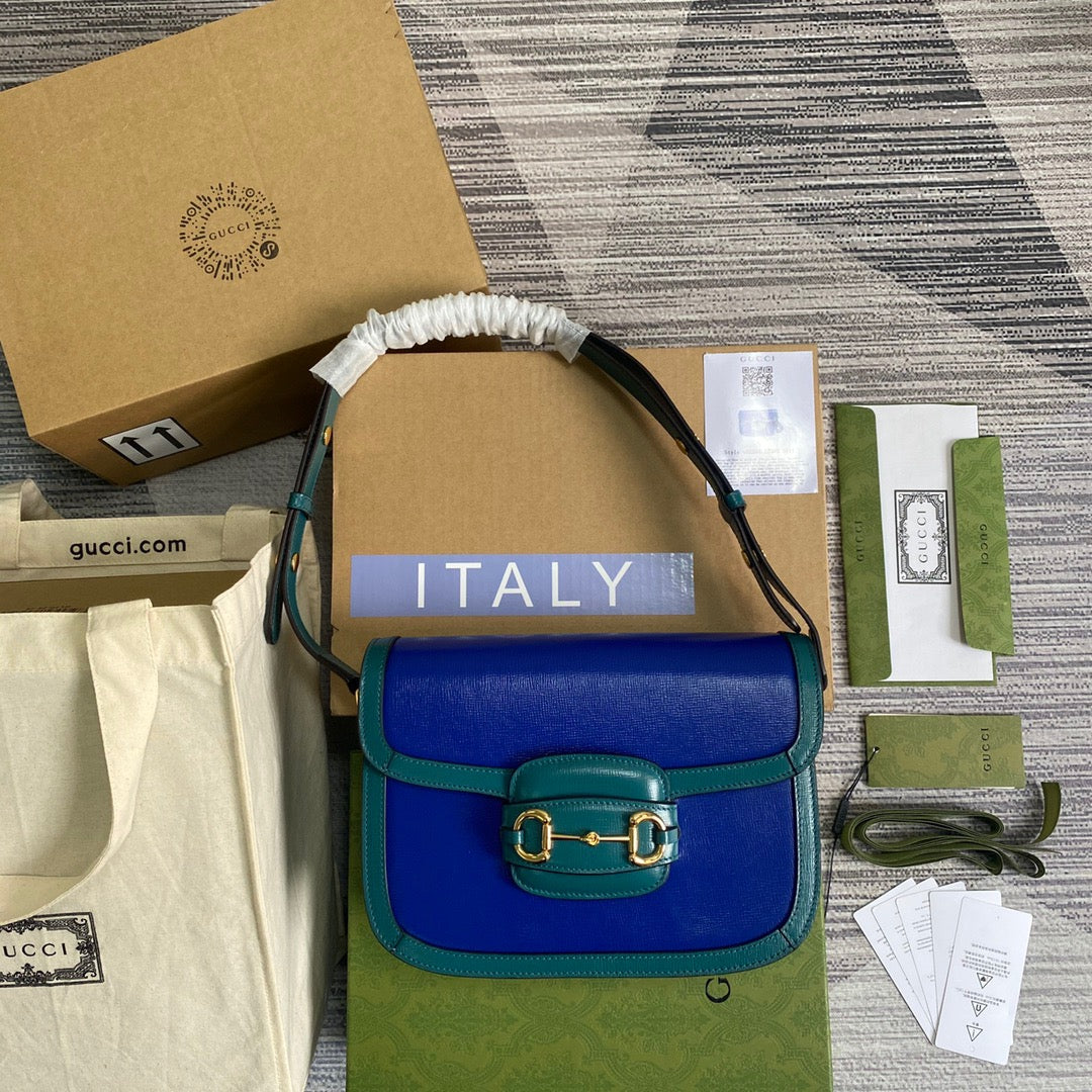 gg Horsebit 1955 Shoulder Bag Blue For Womtlm, Womtlm&#8217;s Bags 9.8in/25cm gg