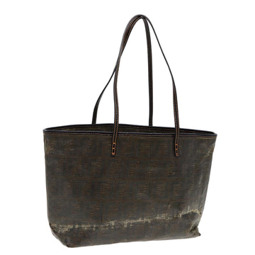FENDI Zucca Canvas Tote Bag Brown Black Auth 83688
