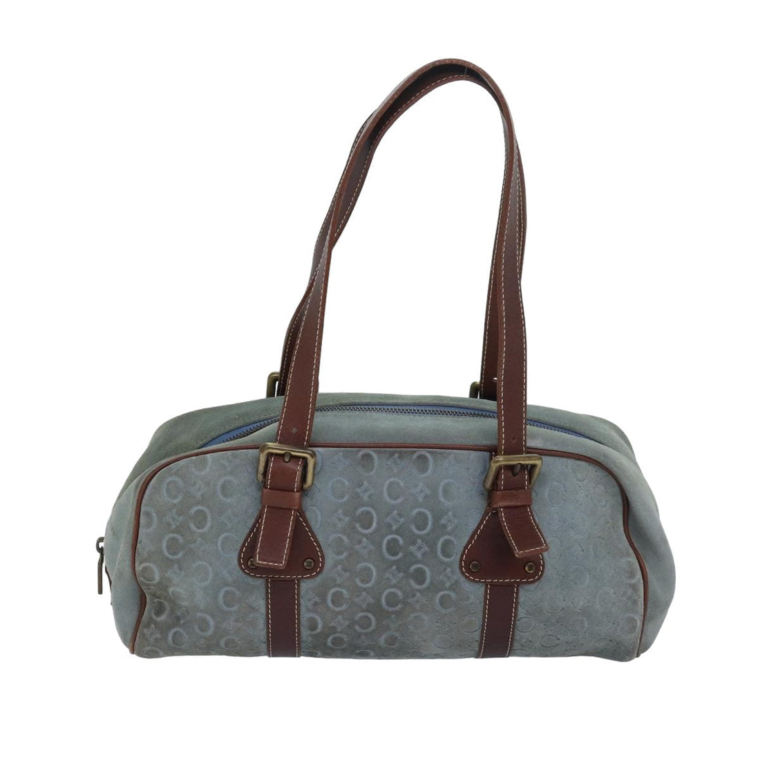 CELINE C Macadam Canvas Shoulder Bag Light Blue Auth 83983