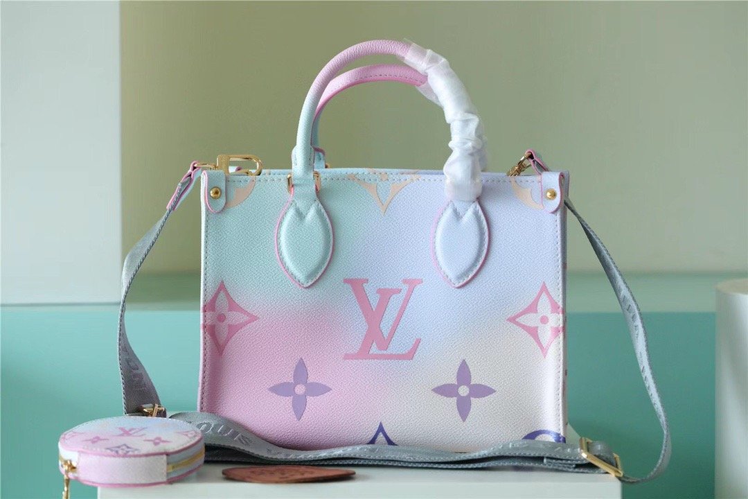 LV Onthego PM Tote Bag In Monogram Canvas Sunrise Pastel For Womtlm 25cm LV M59856