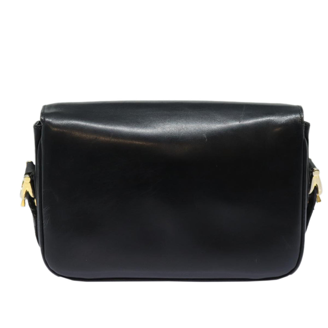 CELINE Shoulder Bag Leather Black Auth 84213