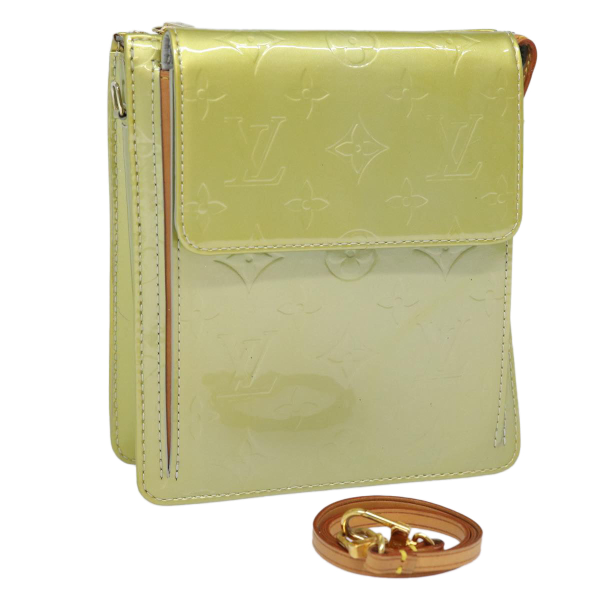 LOUIS VUITTON Monogram Vernis Motto Accessory Pouch Gris M91030 LV Auth 84289