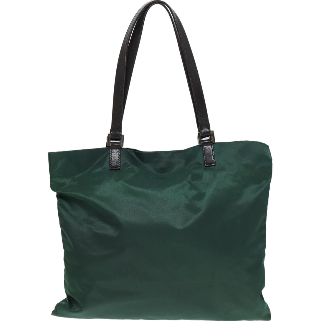 FENDI Tote Bag Nylon Leather Green Brown Auth 84445
