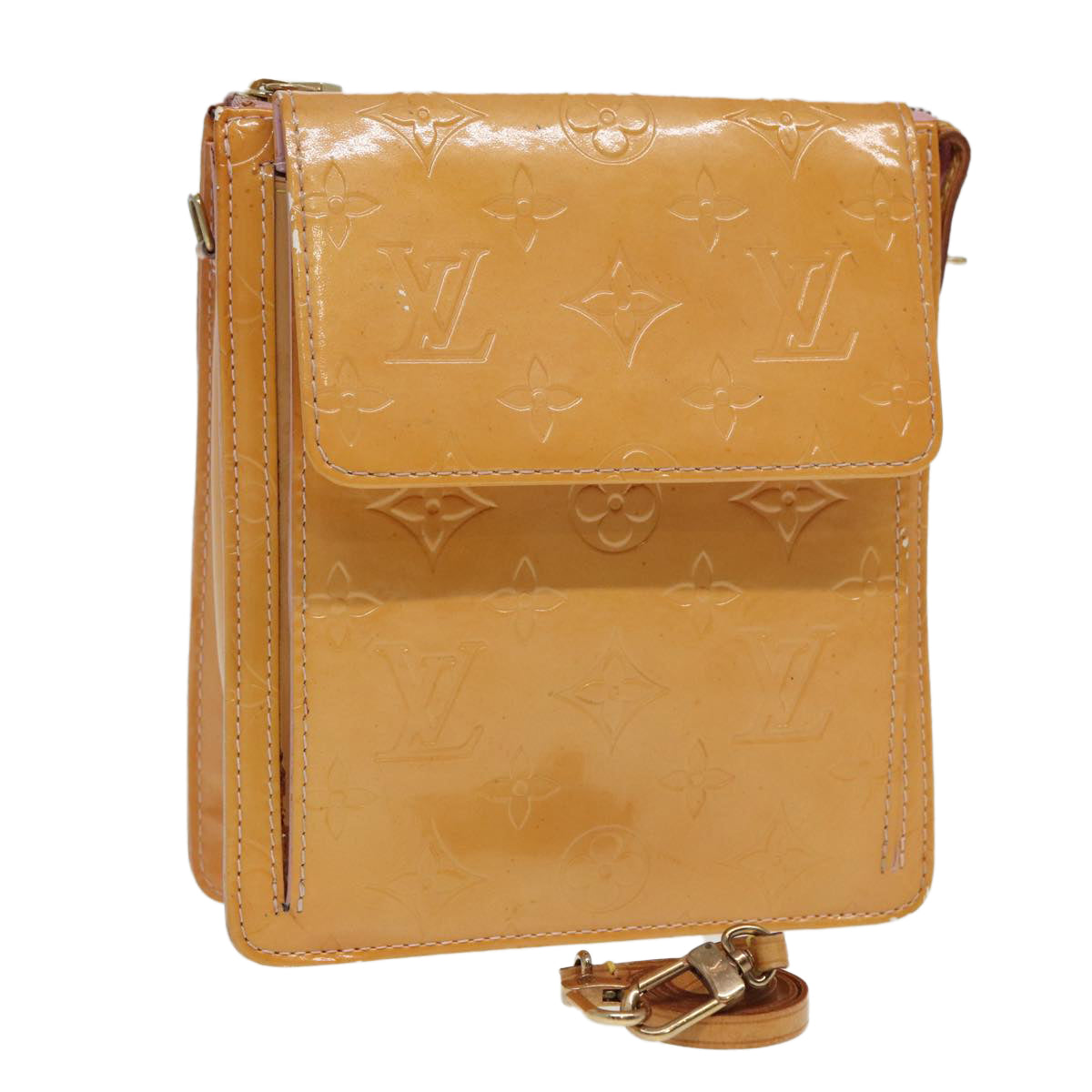 LOUIS VUITTON Monogram Vernis Motto Pouch Marshmallow Pink M91312 LV Auth 84628