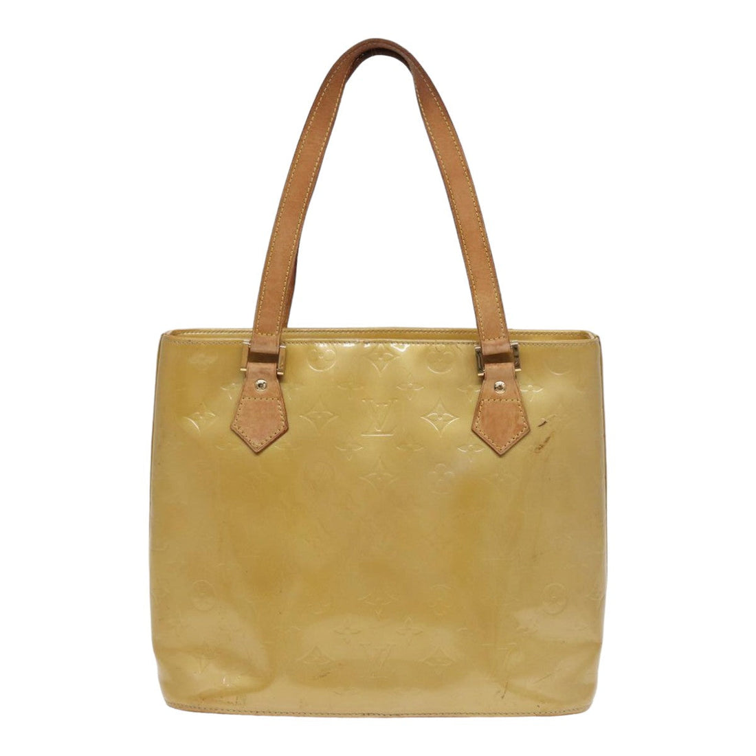 LOUIS VUITTON Monogram Vernis Houston Hand Bag Beige M91004 LV Auth 84735
