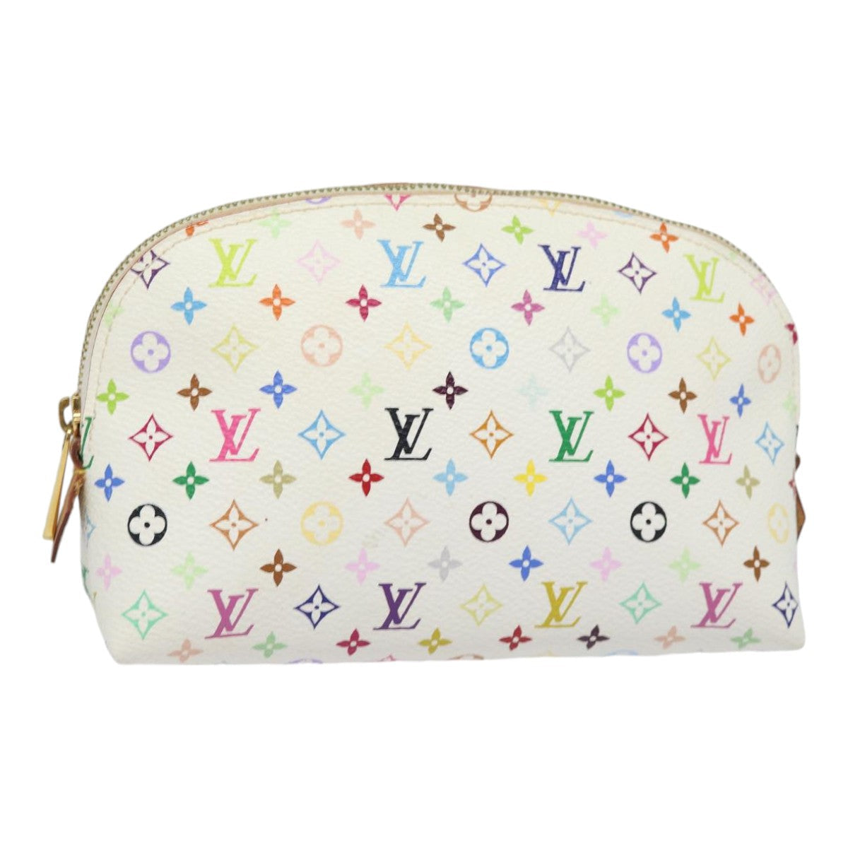 LOUIS VUITTON Multicolor Pochette Cosmetic PM Pouch White M47354 LV Auth 84873