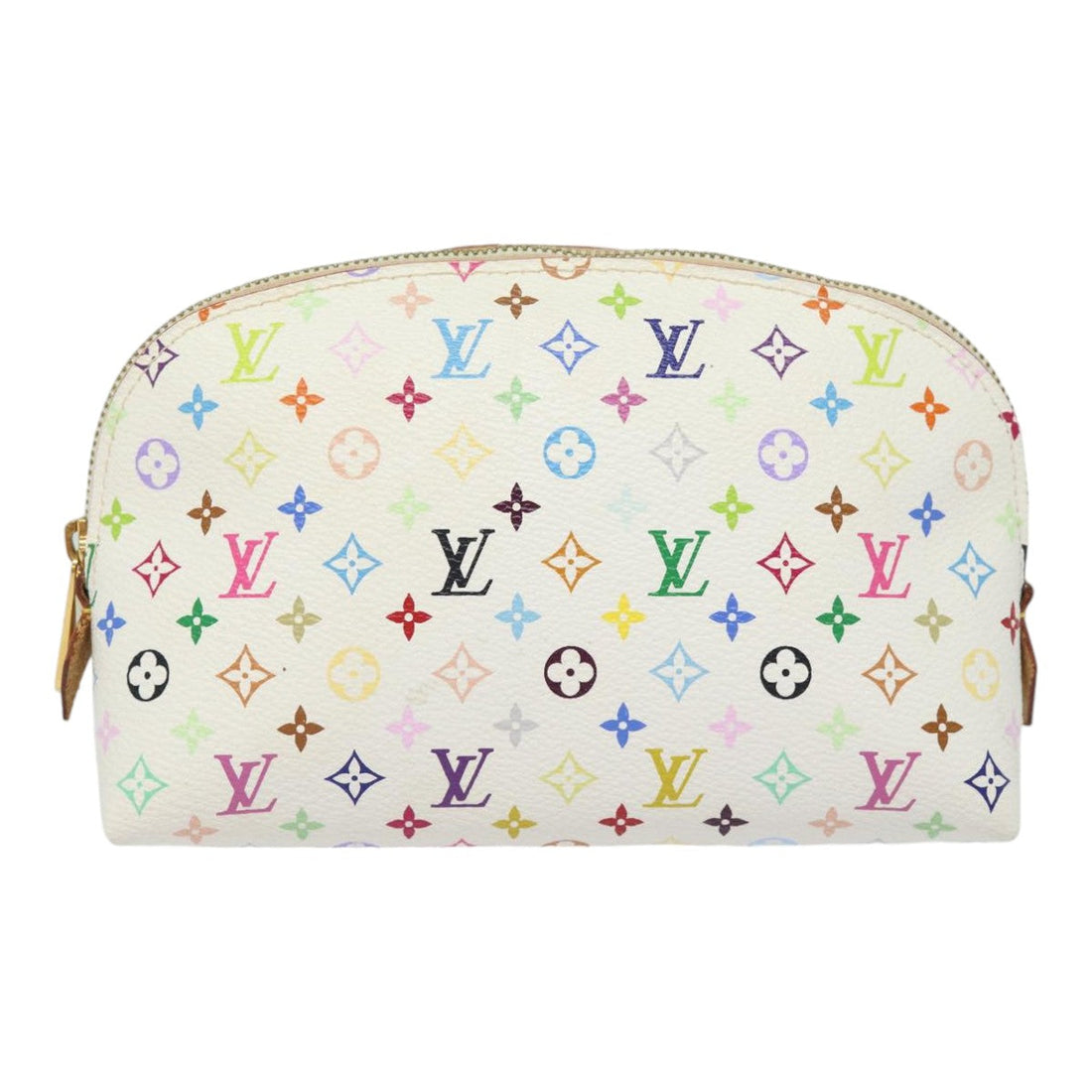 LOUIS VUITTON Multicolor Pochette Cosmetic PM Pouch White M47354 LV Auth 84873