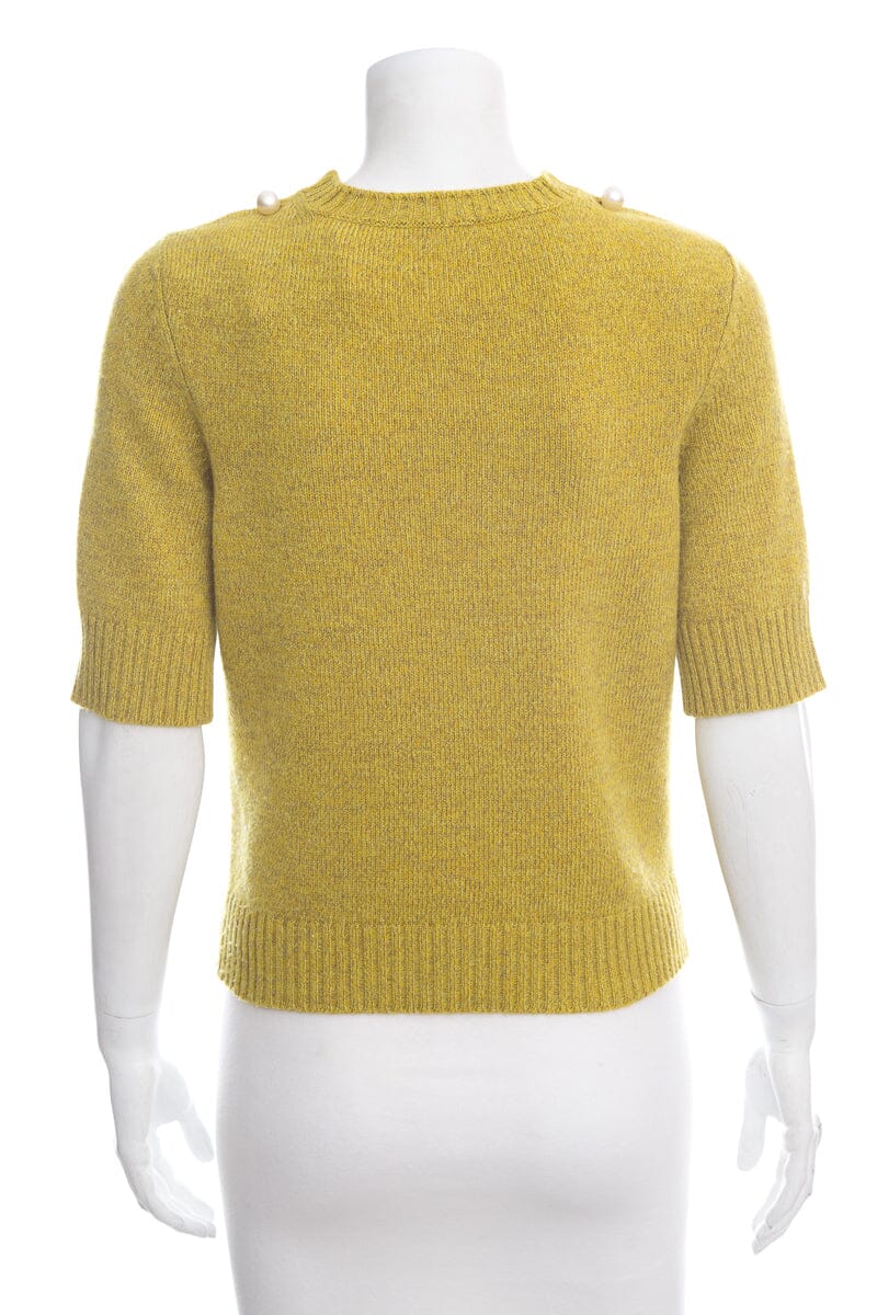 Chanel 2007 Chartreuse Short Sleeve Sweater SZ 36