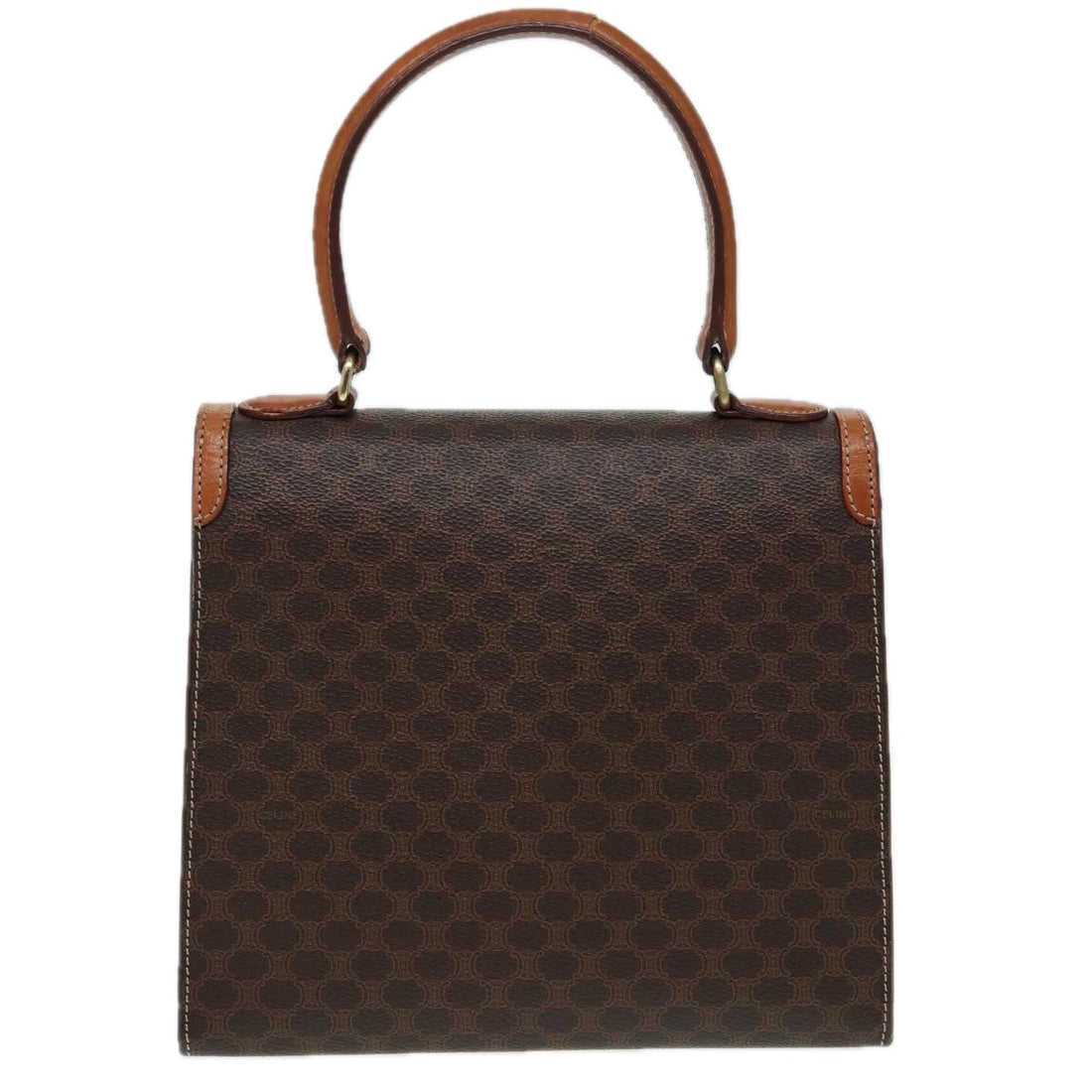 CELINE Macadam Canvas Hand Bag PVC Leather Brown Auth 85010